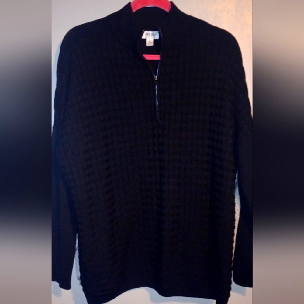Women's Per se By Carlisle Black Quarter-Zip Sweater